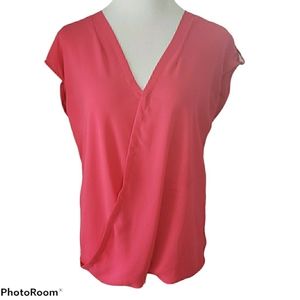 Soho V-Neck Cap Sleeve Top Hot Pink Size Medium